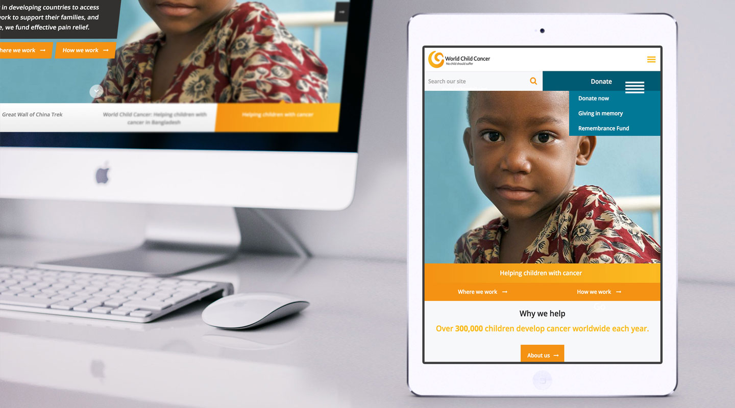 WORLD CHILD CANCER web design