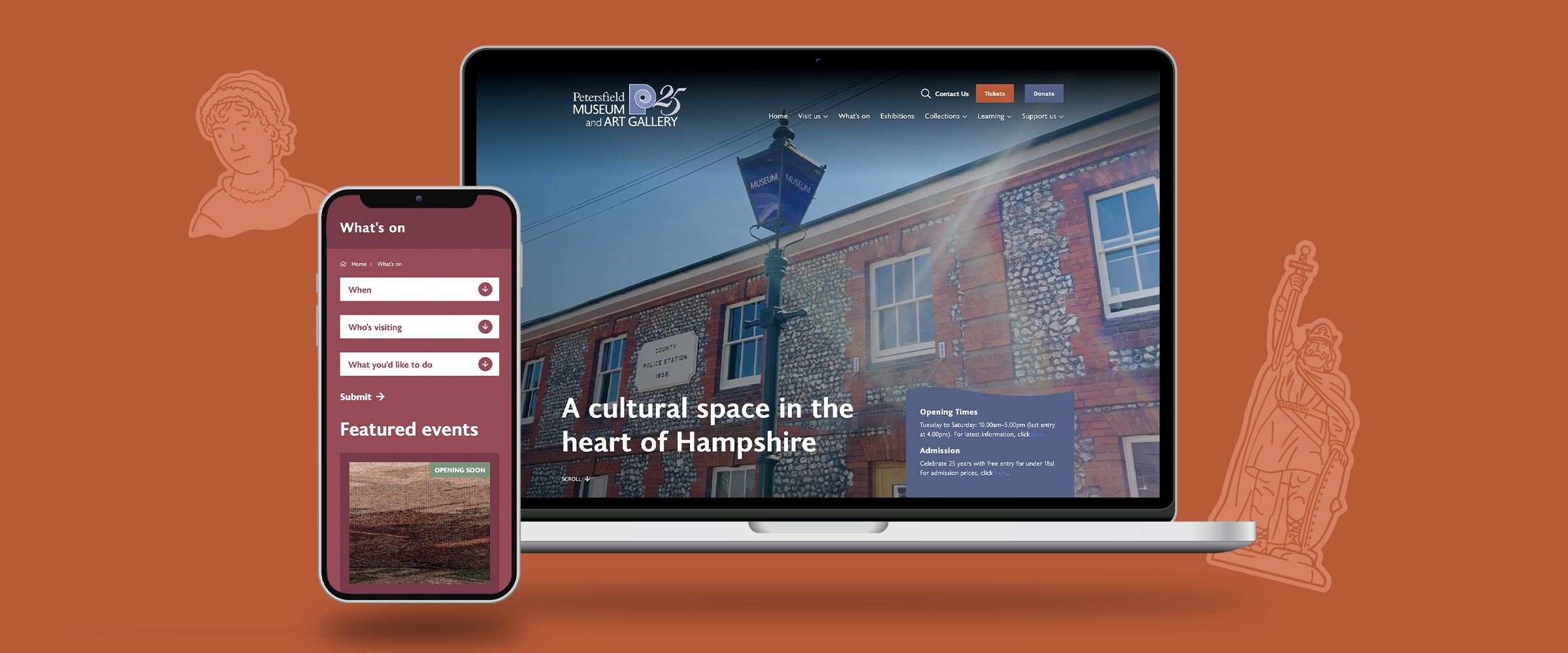 Petersfield Museum and Art Gallery Website desktop and mobile