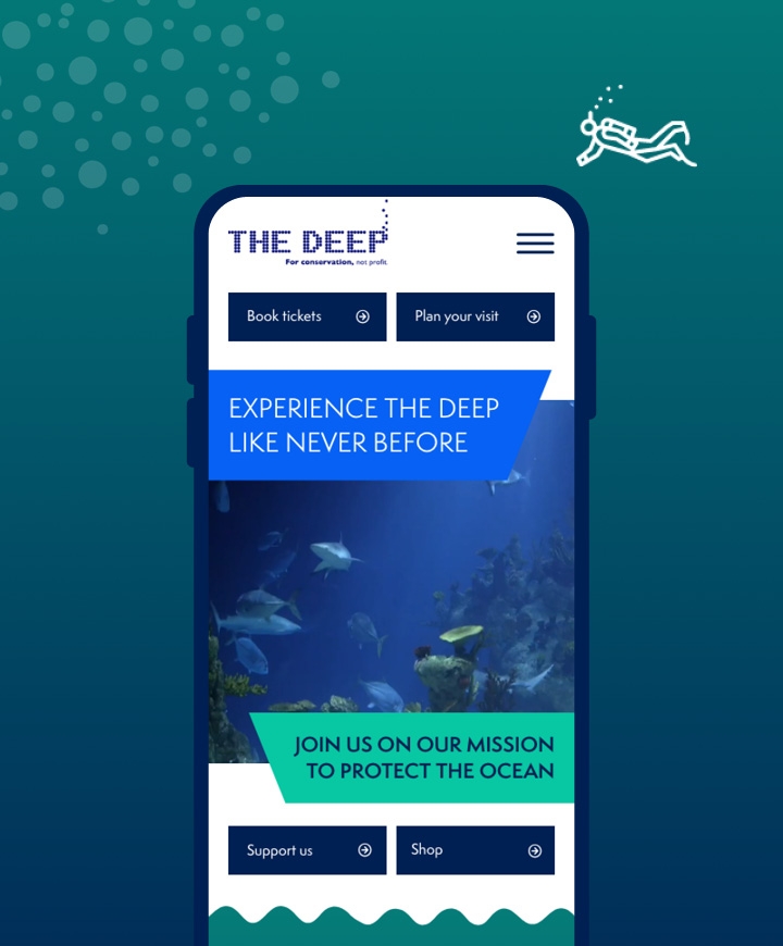 The Deep website homepage on a mobile device